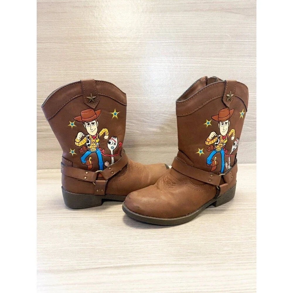 Disney Pixar Toy Story Woody & Forky Kids Cowboy Boots Brown Size 11 Western Zip